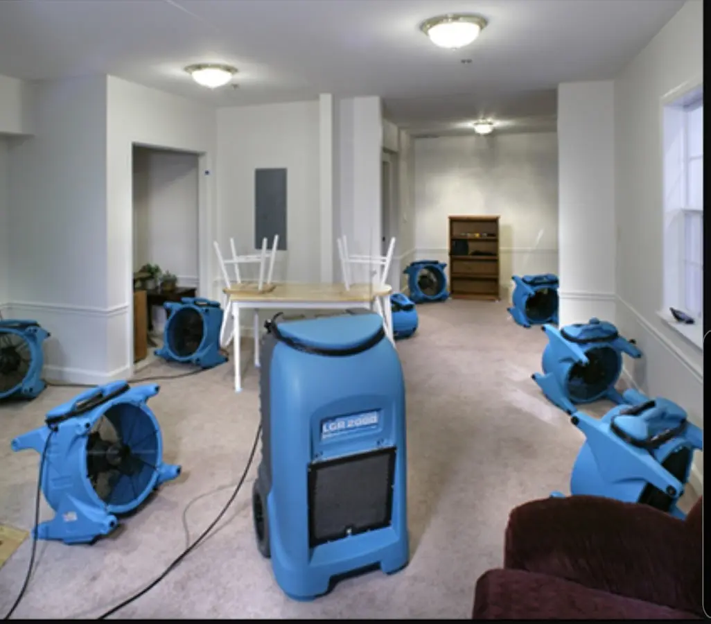 Air movers and dehumidifier setup for Water Extraction & Removal in Andalusia