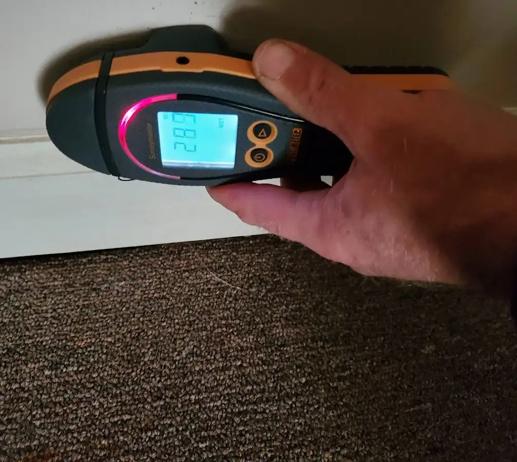 Moisture detection at baseboard during Burst Pipe Cleanup in Andalusia
